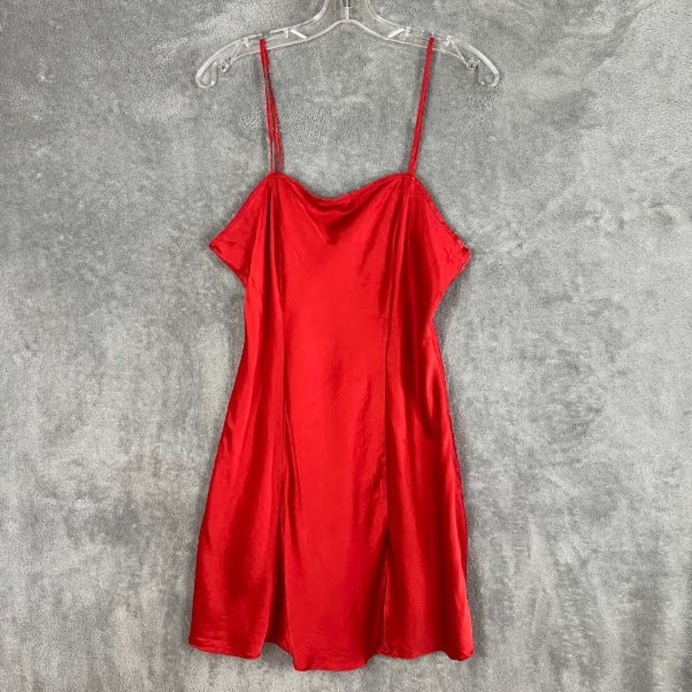 Y2K Victorias Secret Mini Slip Dress Womens M 100% Silk Red Romantic Feminine